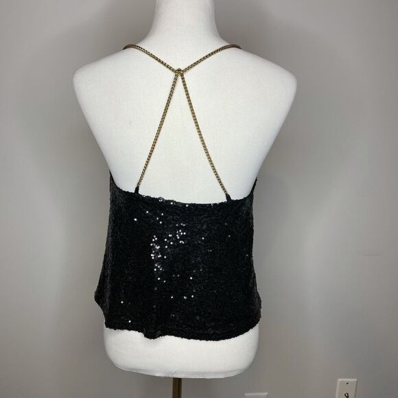Casting LA- Black Sequenced Tank w/Chain Straps - Picture 2 of 2